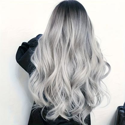 Curly Wig - Long Costume Gradient Black to Gray Heat-Resistant Synthetic Fiber Natural - product detail view 8