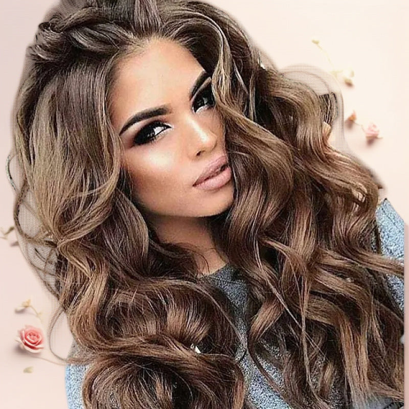 Curly Wig - Long Wavy for Women - Fluffy Big Waves No Bangs Synthetic Hair, Natural - product detail view 6