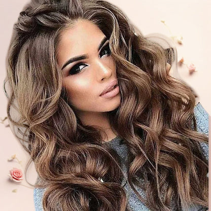 Curly Wig - Long Wavy for Women - Fluffy Big Waves No Bangs Synthetic Hair, Natural - product detail view 6