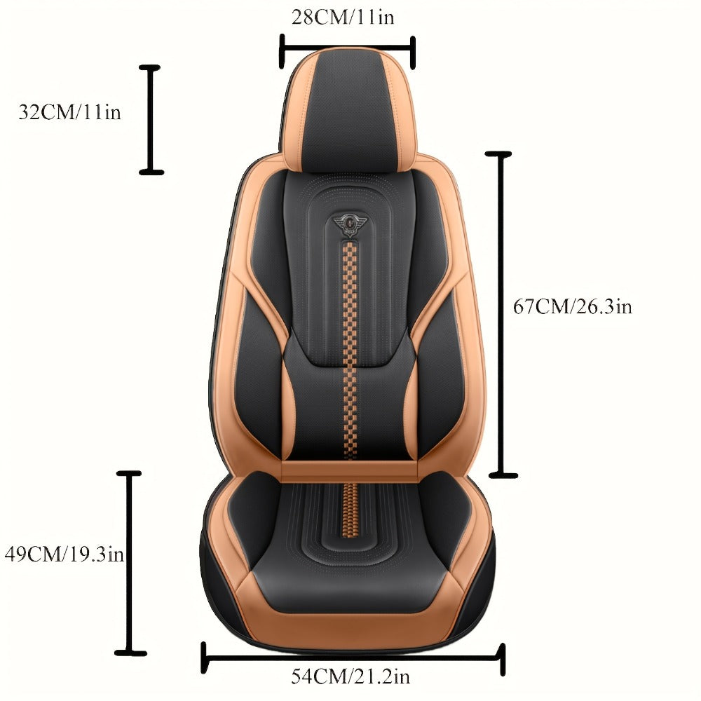 Contoured Front Car Seat Cushion Covers with Headrest Pads in Four Two-Tone Color Option Sets