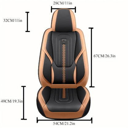 Contoured Front Car Seat Cushion Covers with Headrest Pads in Four Two-Tone Color Option Sets