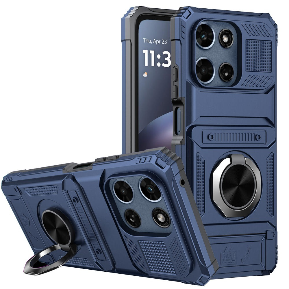 Phone Case Magnetic Metal Kickstand with layered Shell for Motorola Moto G 5G 2025 with Model-Specific Cutouts and Color Choices