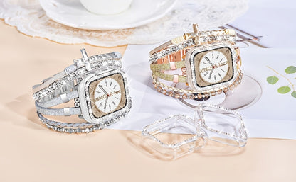 Watch Band Bracelet with Multilayer Beads, Integrated Bumper Frame and Five Colors for Apple Watch Sizes