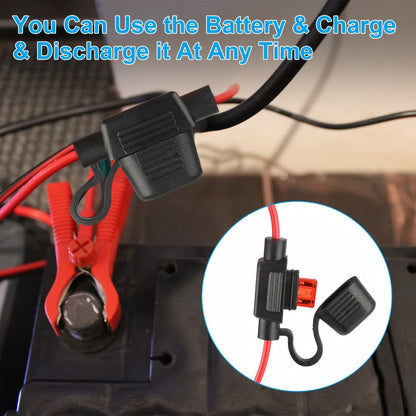 SAE Battery Cable Extension Wire 2pcs – SAE to O-Ring Terminal Connector Harness with 10A Fuse for Motorcycle, Car, ATV