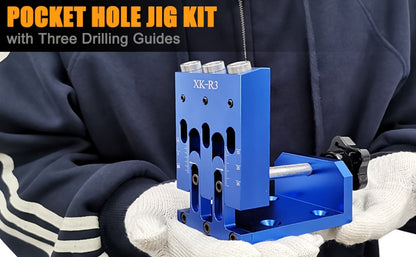 Pocket Hole Jig Kit Adjustable 3 Guide Holes 15 Degree Angle Drill System with Drill Bit Screwdrivers Screws Plugs Hex Drivers