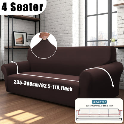 Sofa Cover Solid-Color Fitted Slipcover Options for 1, 2, 3 or 4-Seater Sofas and Separate Pillowcase
