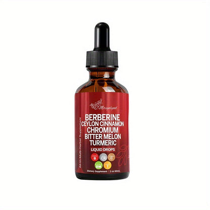 Berberine Blood Sugar Support Liquid Drops 2 fl oz with Ceylon Cinnamon Chromium Bitter Melon Turmeric