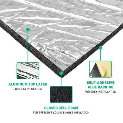 Car Sound Deadening Mat 276MIL 19sqft – 12 Sheets 20"x12" Auto Sound Dampening & Heat Insulation for Door Hood Trunk Floor Firewall