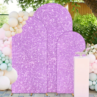 Sequins Wedding Arch Cover Set of 3 Sizes 4ft 5ft 6ft Metallic Spandex Arch Backdrop Cover Payette Glitter Arch Stand Cover for Wedding