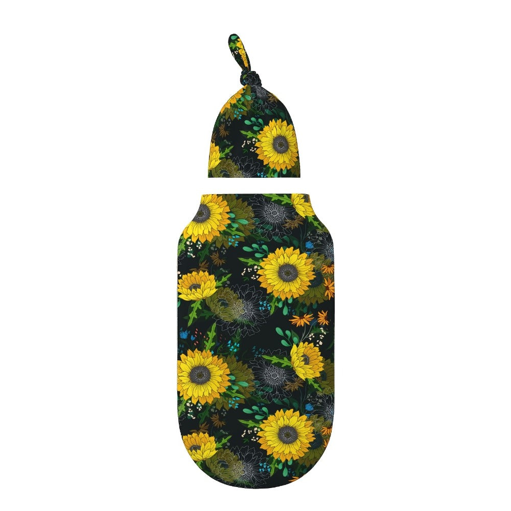 Baby Swaddle Blanket & Beanie Hat Set, Butterfly, Sunflower, Bee, Life Tree & Moon Star Newborn Wrap