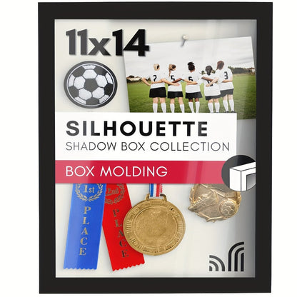 Shadow Box Frame 11x14 with 4 Removable Shelves – Large Deep Display Case for Medals Coins Pins Photos Flowers Keepsakes