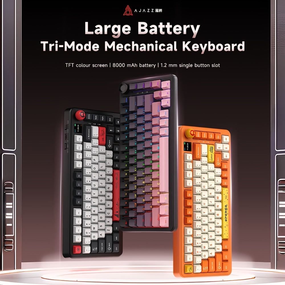 Hot Swap Gasket Mechanical Keyboard AJAZZ AK820 75%, Wireless 2.4GHz & Wired, Volume Knob, South-Facing RGB