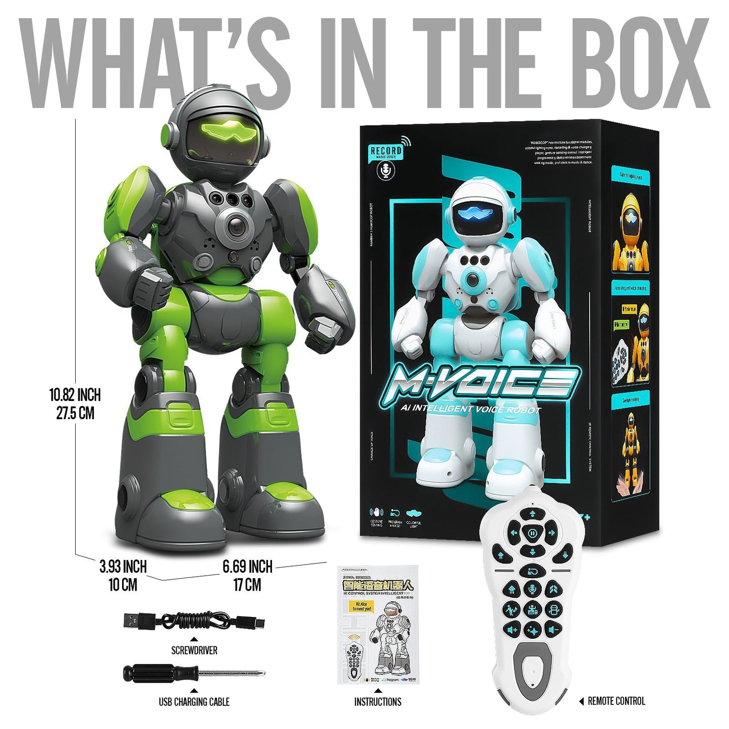 Gesture Control RC Robot Toy for Kids, Voice Recording, Programming, EMO LED Infrared Intelligent Interactive Robot