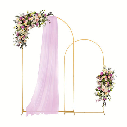 Golden Metal Wedding Arch Backdrop Stand Set of 2 (7.2FT & 6FT), Balloon Arch Frame for Wedding Ceremony