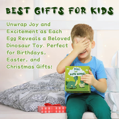 Dinosaur Egg Bath Bombs with Surprise Inside 9 Pack – Kids Fizzy Bath Balls with Hidden Dinosaur Toy
