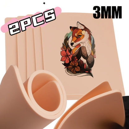 Silicone Tattoo Practice Skin 3mm Thick Double-Sided Fake Skin for Beginners & Professional Artists – Line Work Shading Outlining Eyebrow