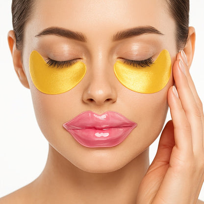 Hyaluronic Acid Eye & Lip Mask Patches, Overnight Sleeping Mask Set for Deep Moisture, Anti-Dry, Plumping & Smoothing