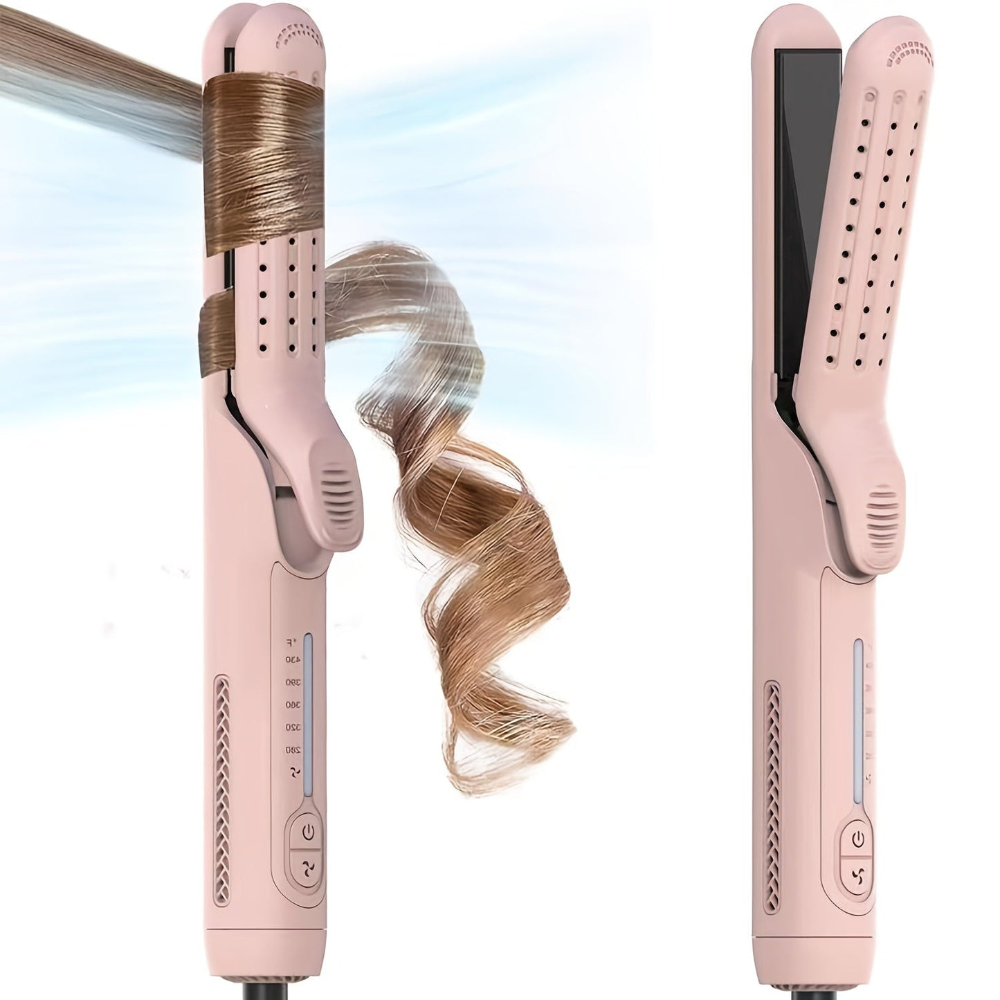 Two-in-One Airflow Hair Styler with Curved Plates, Five Temperature Settings and Pink or Black Finish