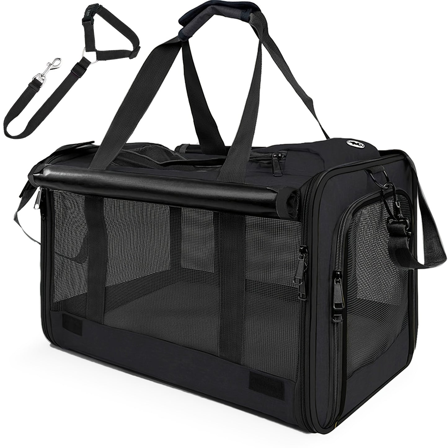 Airline Approved Soft Sided Pet Carrier – Durable Breathable Foldable Travel Bag with Pet Harness Included