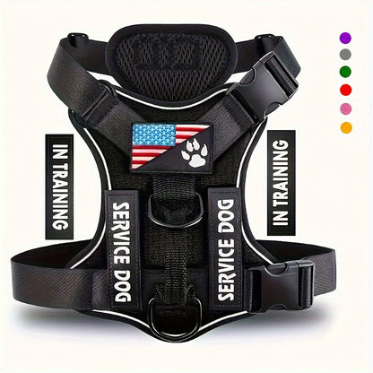 Five-Patch Dog Vest Harness in Black, Red, Rose Red, Grey or Green with XS-to-XL Sizes Pictured