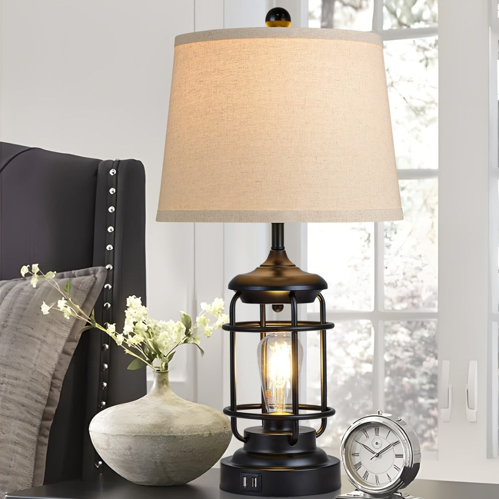 Farmhouse Table Lamps Set of 2 with 4 LED Bulbs for Entryways, Bedrooms and Living Spaces, with Listed Configuration