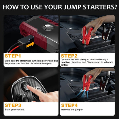 160PSI Air Pump Jump Starter 12V – Portable Car Emergency Starter, LED Light & Battery Charger, Winter Essential, 2 Styles