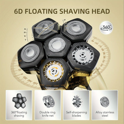 Electric Head Shaver for Bald Men 7D 7 Floating Heads – All-in-One Grooming Kit with Nose Hair Trimmer & Facial Cleaning Brush