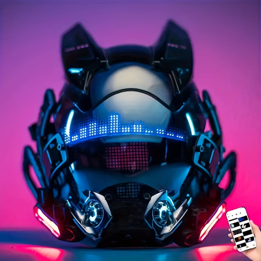 LED Wireless Cyberpunk Mask Light Up, Remote Control Sci-Fi Face Mask for Halloween, Bar Club Rave Party