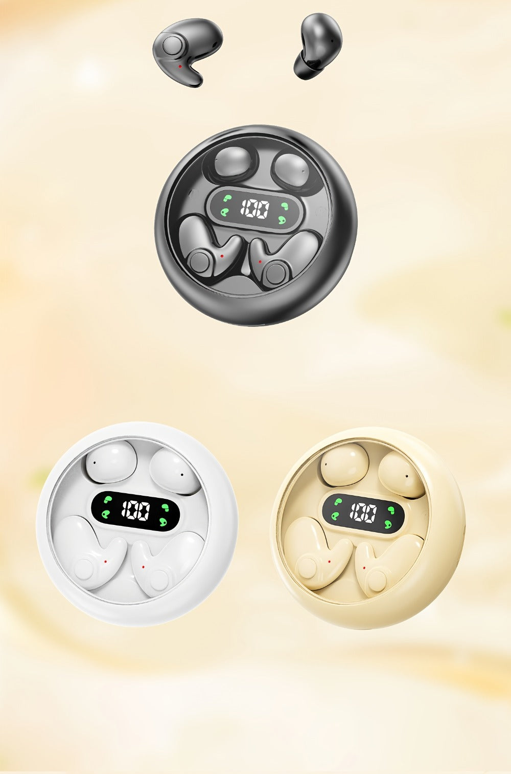 Wireless Earbuds Two-Pair Mini Sleep Set with Digital Display, Type-C Charging and Three Color Options