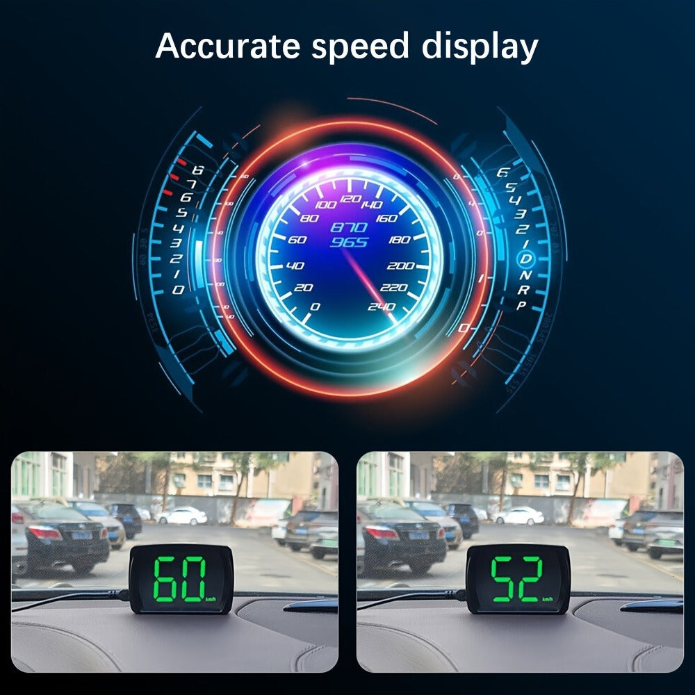Car HUD Head Up Display OBD2 + GPS Speedometer 3-Inch Windshield Projector, Real-Time Speed MPH, Universal Fit for Cars Trucks Buses Bikes