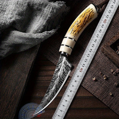 Eagle Head Kitchen Knife 13.5 Inch Sharp 420 Stainless Steel Blade with Engraved Handle for Grilling, Camping and Outdoor Meals