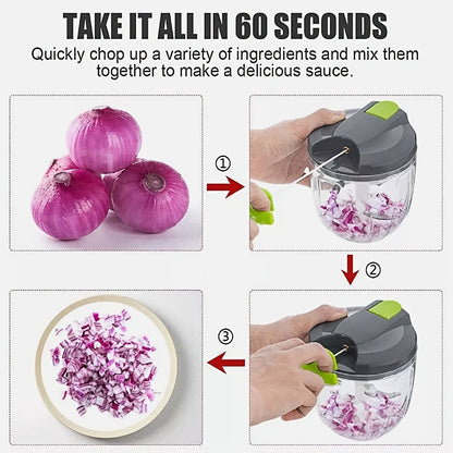 Vegetable Chopper with 3/5 Blades, Multifunctional Onion Chopper, Food Dicer & Salad Cutter with Container