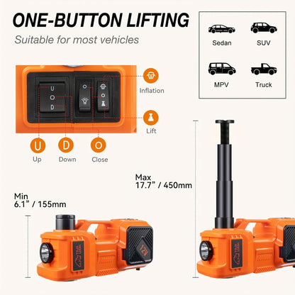 5 Ton Electric Hydraulic Car Jack with Built-in Air Pump – Portable Car Lift for SUV MPV Truck, Tire Replacement & Emergency Roadside Use
