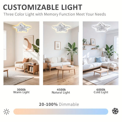 Ceiling Fan with Light 27 Inch Flush Mount - Low Profile 6-Speed 3-Color Dimmable LED, Remote & App Control