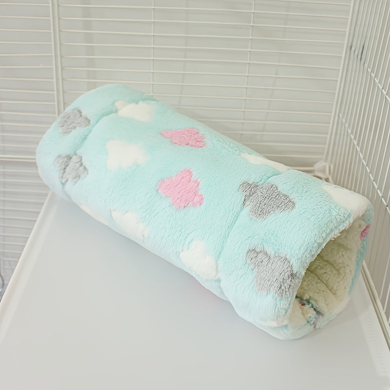 Hamster Tunnel Nest Plush Sleeping Bag – Soft Warm Small Animal Hideout with Hammock Passage for Hamsters, Guinea Pigs, Rats