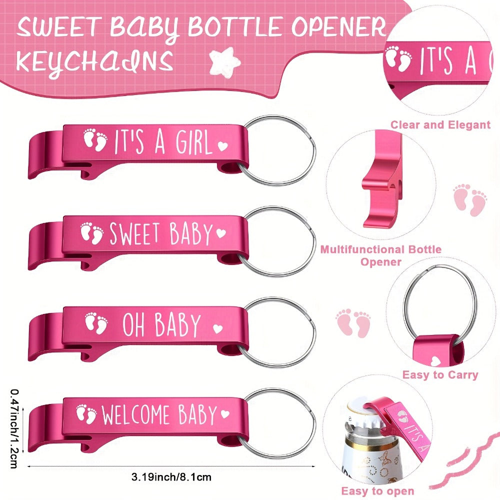 Baby Shower Party Favors, 96-Piece Set for 24 Guests with Shot Glasses, Bottle Openers, Thank You Tags and Organza Bags