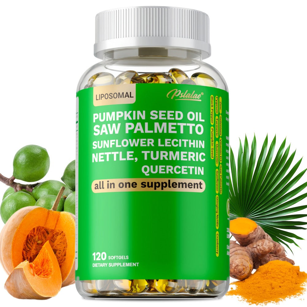 Saw Palmetto Capsules with Pumpkin Seed Oil, Pygeum & Quercetin, Urinary, Bladder, Hair & Heart Health Support for Women & Men