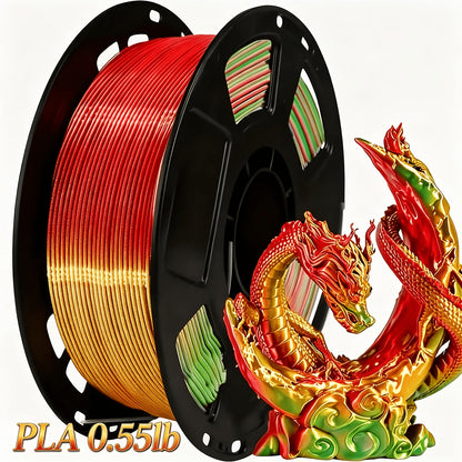 3D Printer Filament Tri-Color PLA 1.75mm 250g Coextruded Spool with Five Three-Tone Combinations