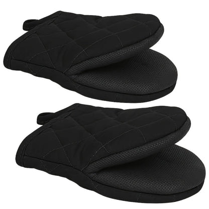 Oven Mitts 2 Pack Heat Resistant Kitchen Gloves – Multi-Ply Durable Cooking Baking Gloves Food for Grilling, Camping and Outdoor Meals