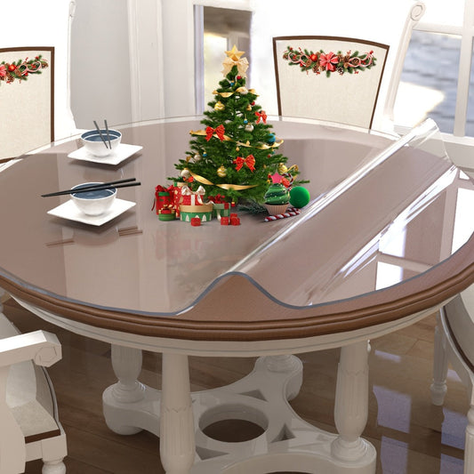 Round PVC Table Cover Clear Tablecloth 2MM Thick Scratch-Resistant Waterproof Table Protector for Dining Table Coffee Table Restaurant