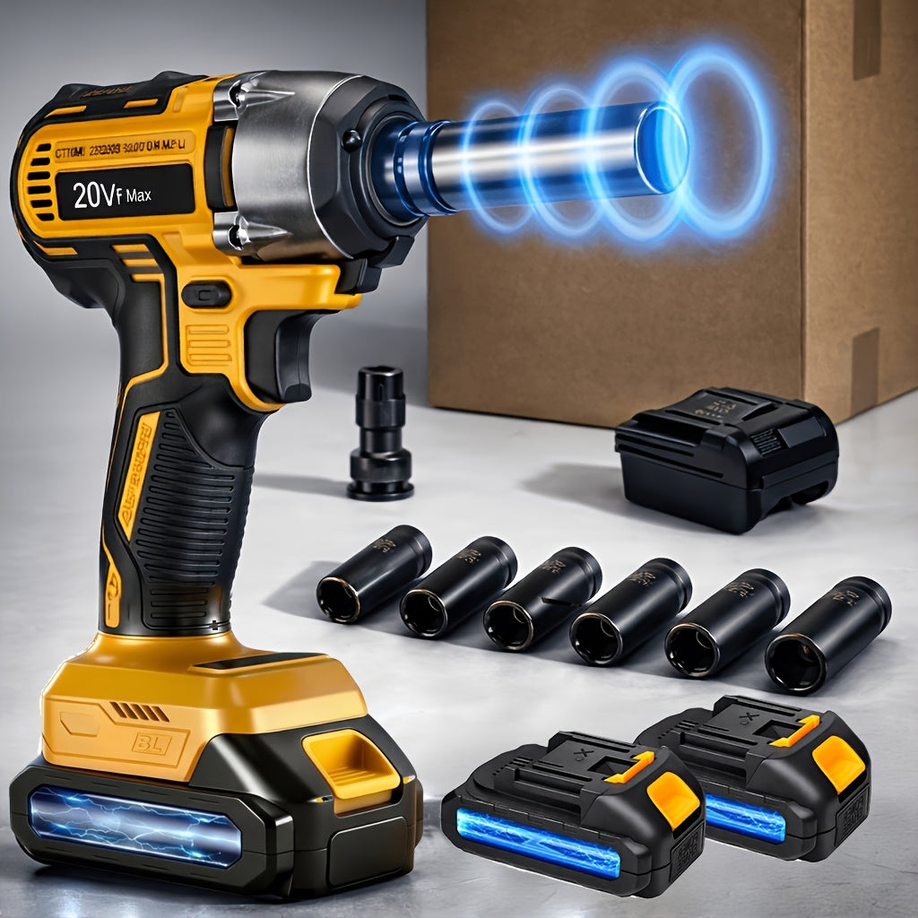 Cordless Impact Wrench 1/2 Inch Brushless, 450N.m 259Ft-lbs High Torque Impact Gun, 3300RPM Variable Speed