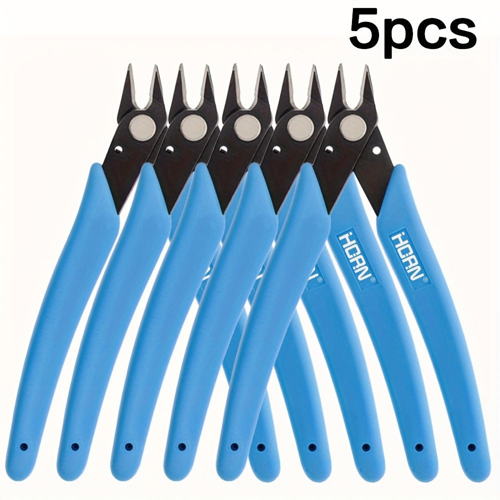 Five-Inch Flush Cut Wire Cutters with Blue Handles and 5- or 10-Piece Checkout Options for Fine Wire Work