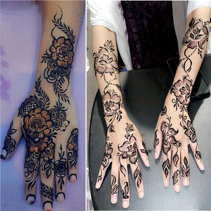 Tattoo Stencil Kit with Brown Paste Ink & Flash Spray, Pre-Cut Hollow Template DIY Freehand Henna Style