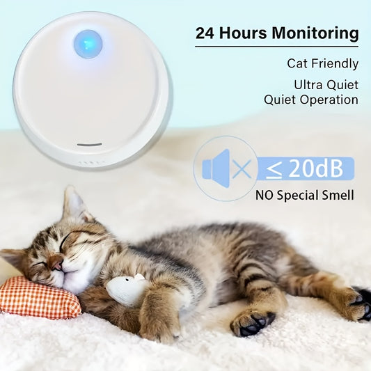 Pet Deodorizer 24-Hour Smart Litter Box Odor Eliminator – Negative Ion Air Purifier with Sensor Light, 99% Odor Removal for Cat Litter Box