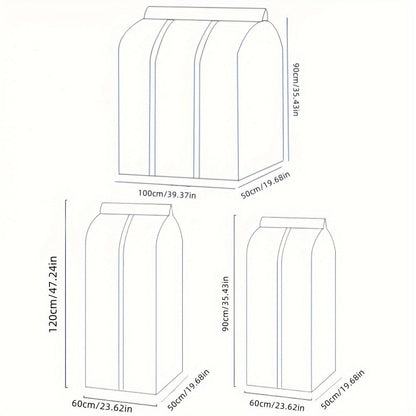Clear Hanging Garment Bag PVC Zipper Dustproof Closet Organizer for Coats Suits Dresses for Entryways, Bedrooms and Living Spaces