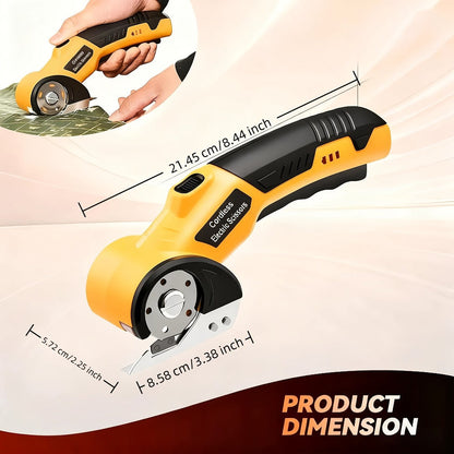 Electric Scissors Rechargeable Cordless - USB-C Charging, Battery Indicator, Portable Power Cutter for Fabric