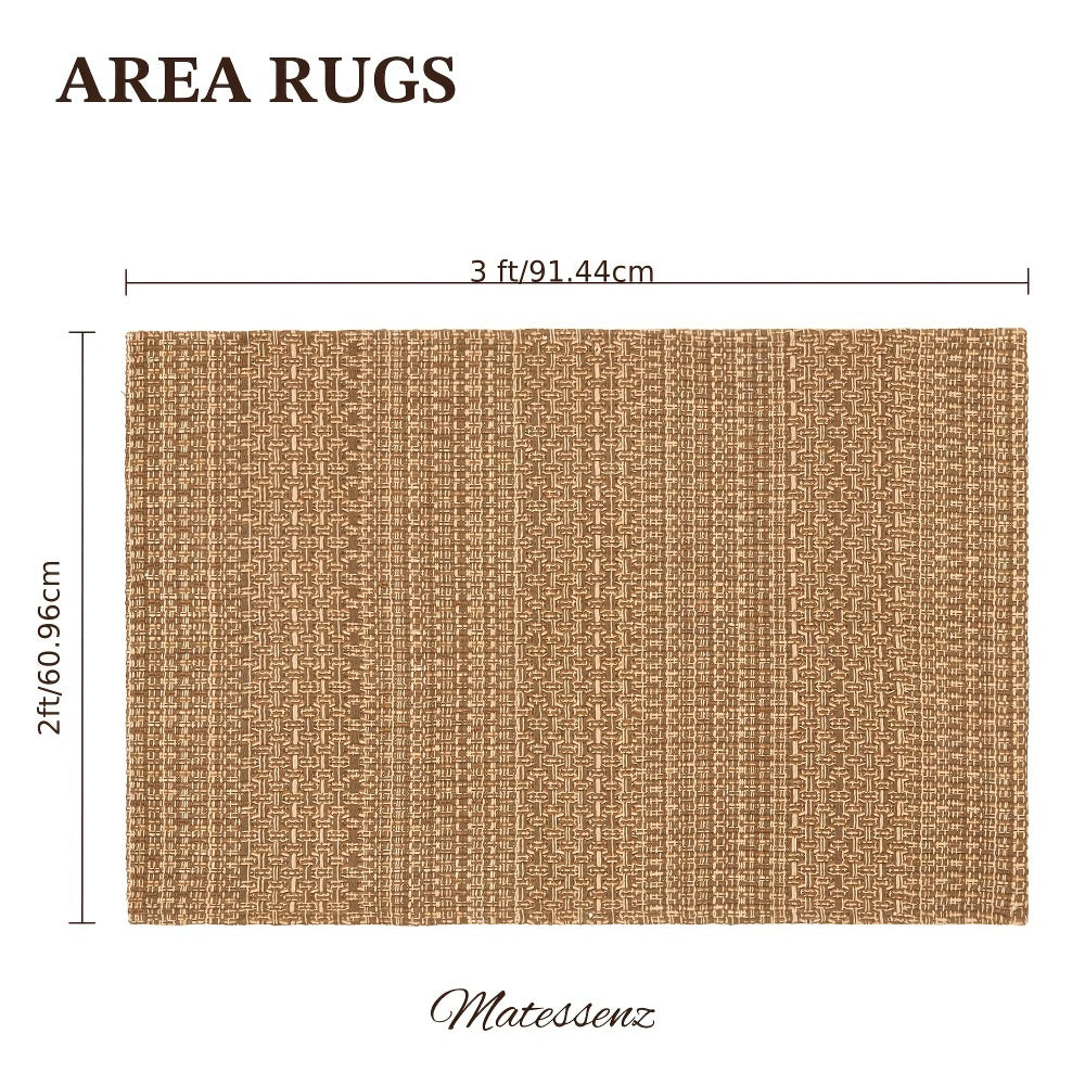 Braided Woven Indoor Rug with 2 x 3-Foot to 6 x 9-Foot Sizes and One Two-Piece Gray Mat Set