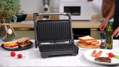 Panini Press Sandwich Maker 1200W, Non-Stick Cast Aluminum Grill with 180-Degree Opening, 2-Slice Panini Maker with Indicator Lights