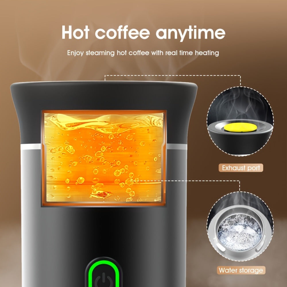Portable Capsule Coffee Machine USB Rechargeable One-Touch Brewing Compact Espresso Maker for Bath Time, Home Spa and Personal Care