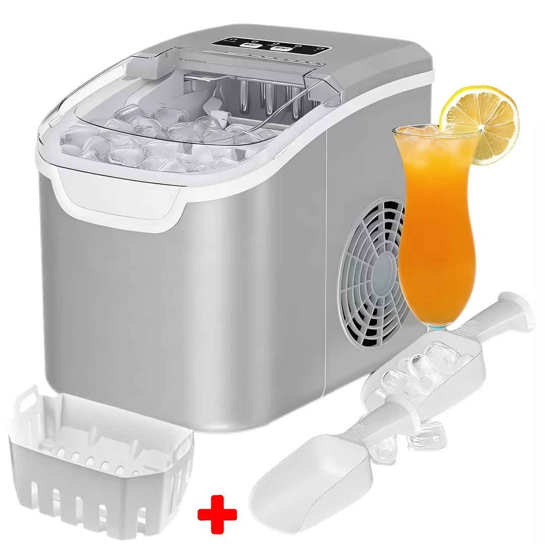 Pebble Ice Maker Countertop, /24H, 2 Ice Cube Sizes, Sonic Bullet Ice Machine, Auto-Cleaning, Stainless Steel